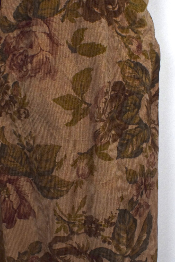 Rose Print Corduroy Skirt