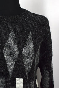 80s/90s Black Diamond Pattern Knitted Jumper