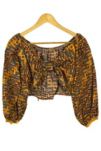 Load image into Gallery viewer, Reworked Abstract Print Tie Up Top