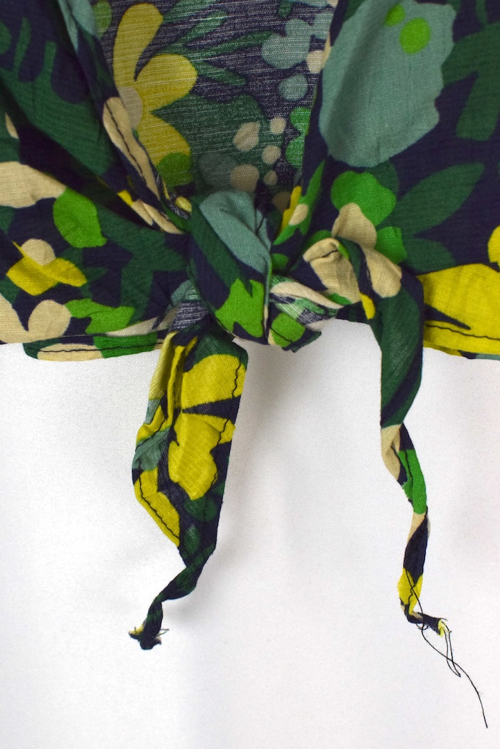 Reworked Abstract Floral Print Tie-Up Top