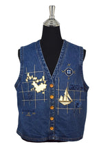Load image into Gallery viewer, Nautical Themed Denim Vest