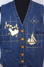 Load image into Gallery viewer, Nautical Themed Denim Vest