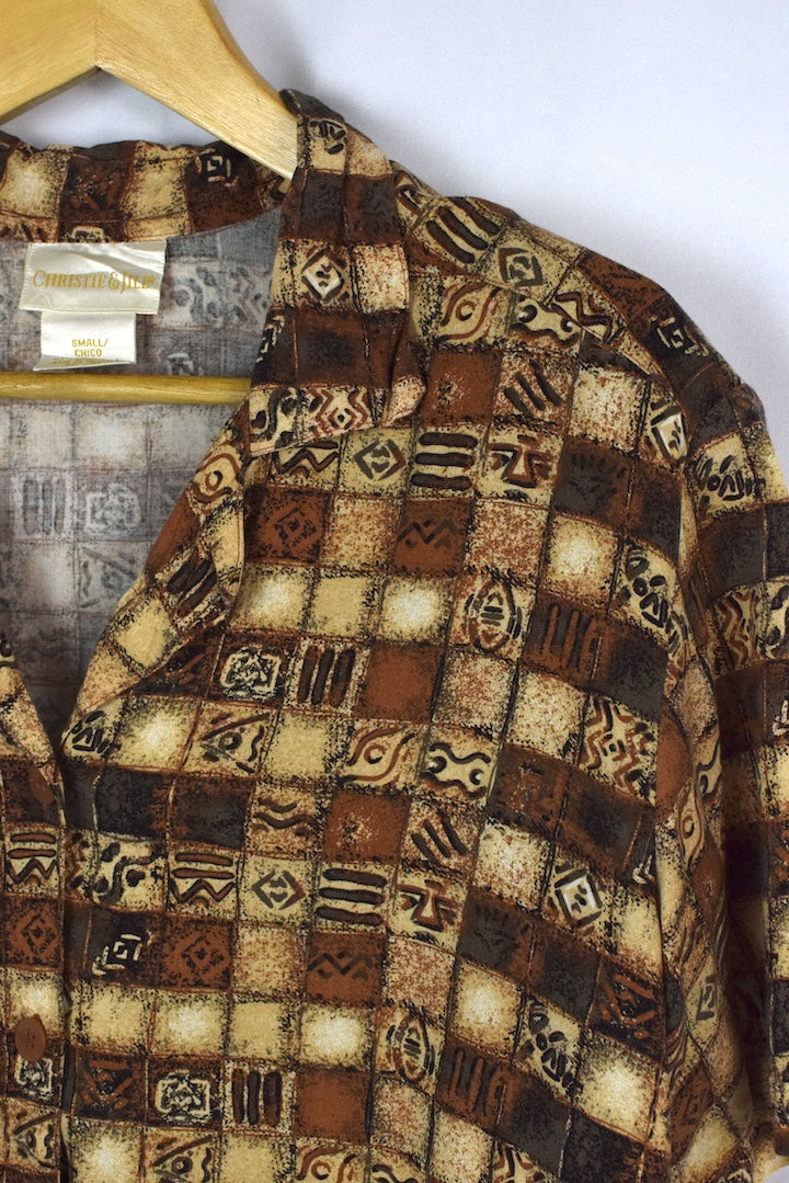 Abstract Square Print Blouse