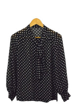 Load image into Gallery viewer, Black Sheer Polka Dot Blouse