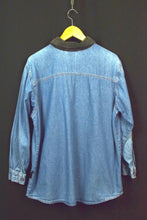 Load image into Gallery viewer, Ladies Cat In Hat Print Denim Blouse
