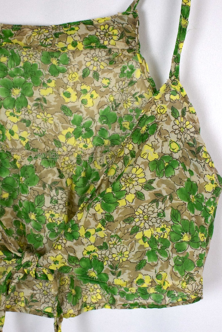 Reworked Floral Print Tie-Up Top