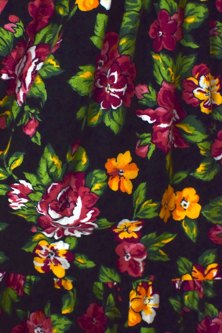 80s/90s Red Rose Print Skirt