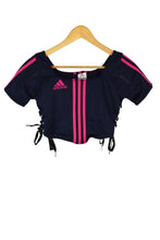 Load image into Gallery viewer, Reworked Adidas Brand Crop Top
