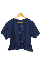 Load image into Gallery viewer, Reworked Denim Tie Up Top