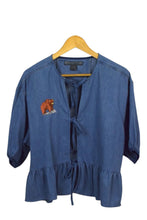 Load image into Gallery viewer, Reworked Denim Tie Up Top