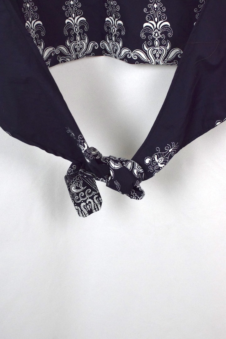 Reworked Floral Print Tie-Up Crop Top