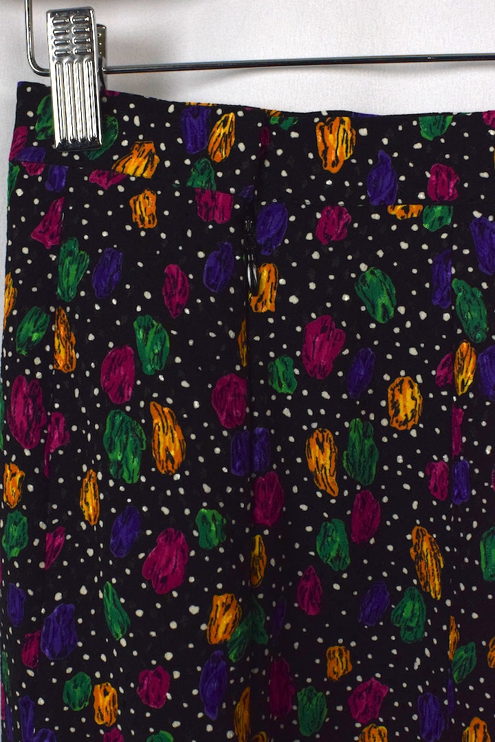 Polka Dot Floral Print Skirt