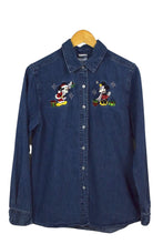Load image into Gallery viewer, 90s/00s Mickey Mouse Santa Print Denim Top