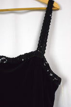 Load image into Gallery viewer, DEADSTOCK Black Sequin Velvet Top