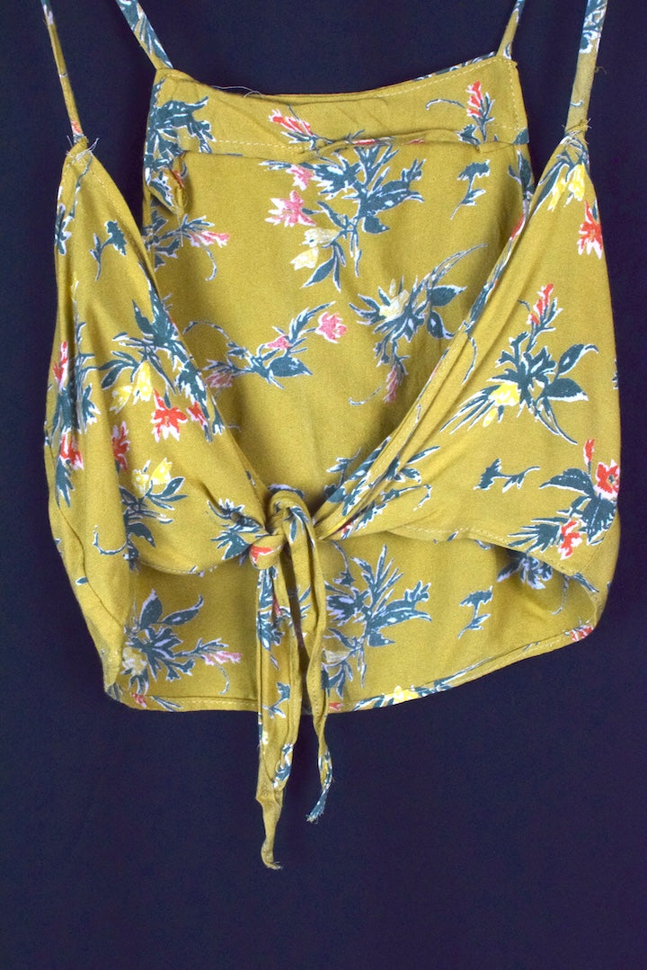 Reworked Floral Print Tie Up Top