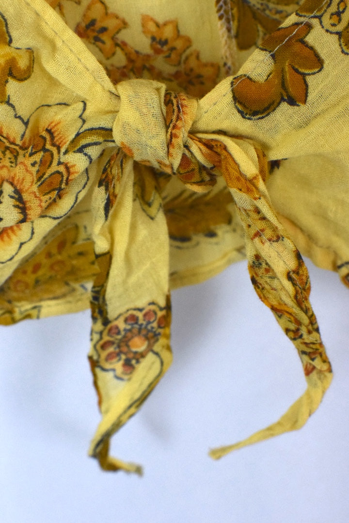 Reworked Floral Print Tie Up Top