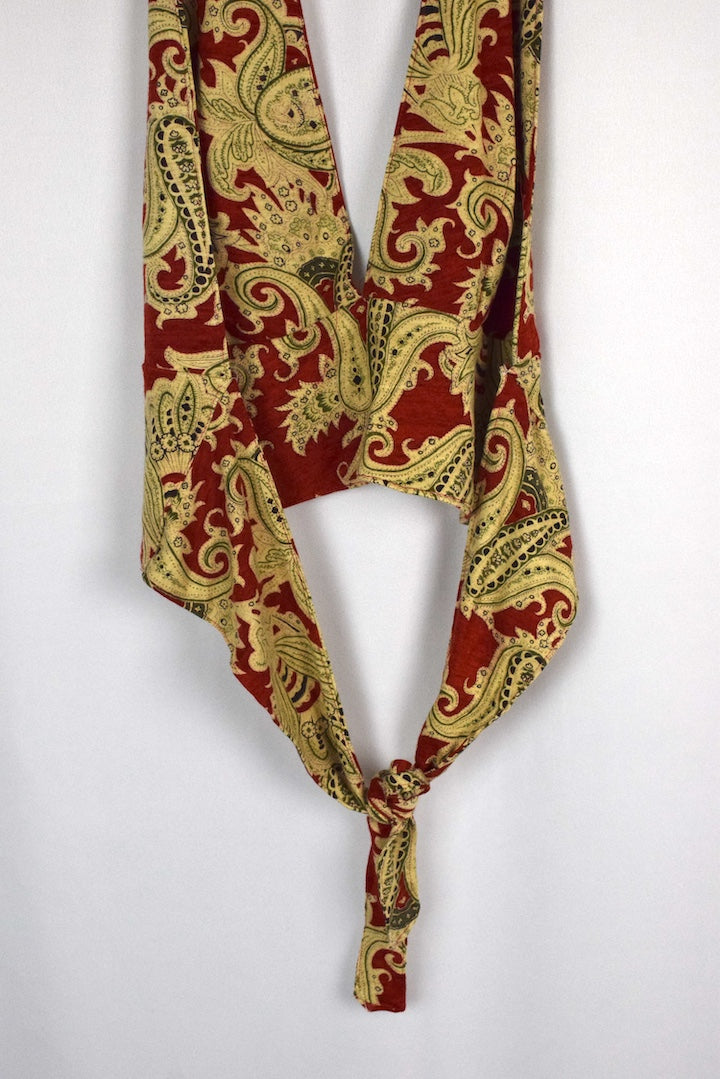 Reworked Paisley Print Tie Up Top