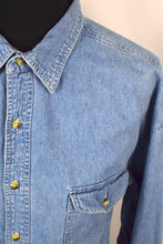 Load image into Gallery viewer, Reworked Crop Basic Editions Brand Denim Top