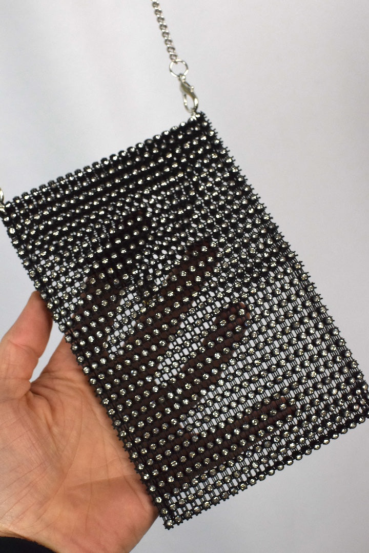 New Diamante Chain Mail Cross Body Bag