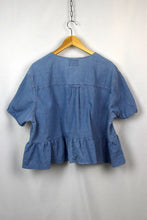 Load image into Gallery viewer, Reworked Denim Tie-Up Top