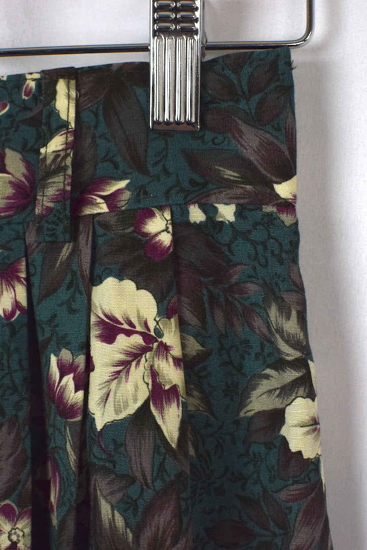 Reworked Teal Floral Print Skirt