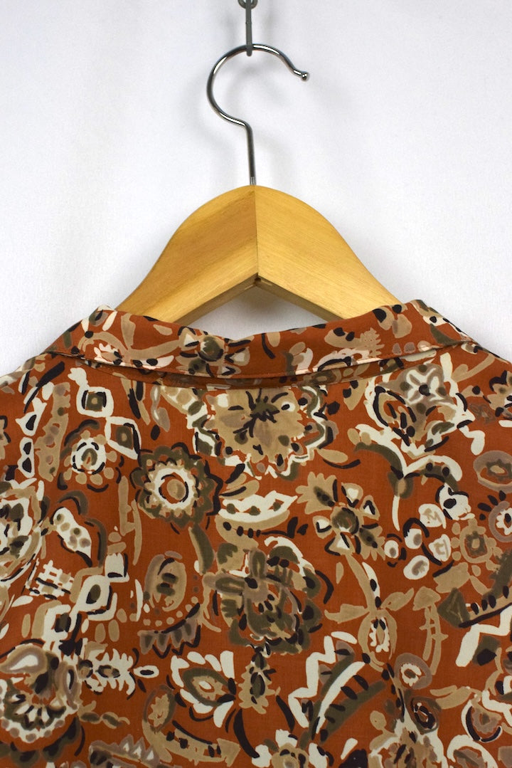 Reworked Floral Print Tie-Up Blouse