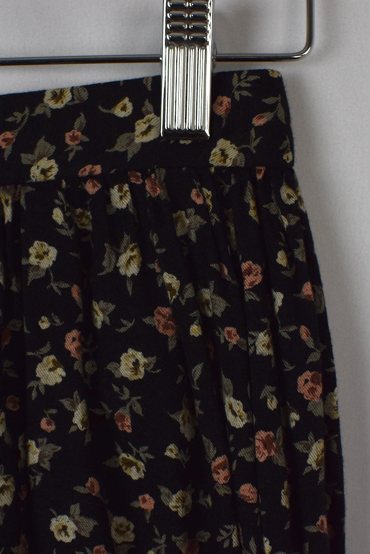 Reworked Black Floral Skirt