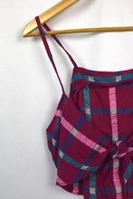 Load image into Gallery viewer, Reworked Checkered Print Tie-Up Crop Top