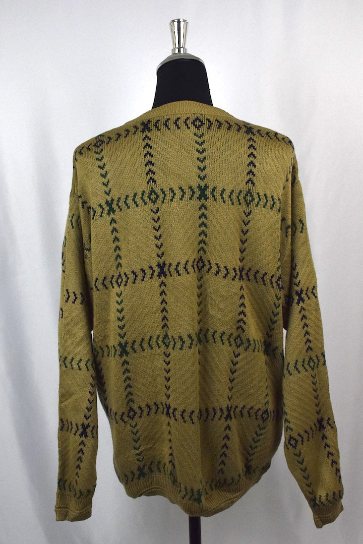Checkered Arrow Pattern Knitted Jumper