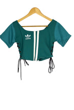Load image into Gallery viewer, Green Reworked Adidas Brand Crop Top