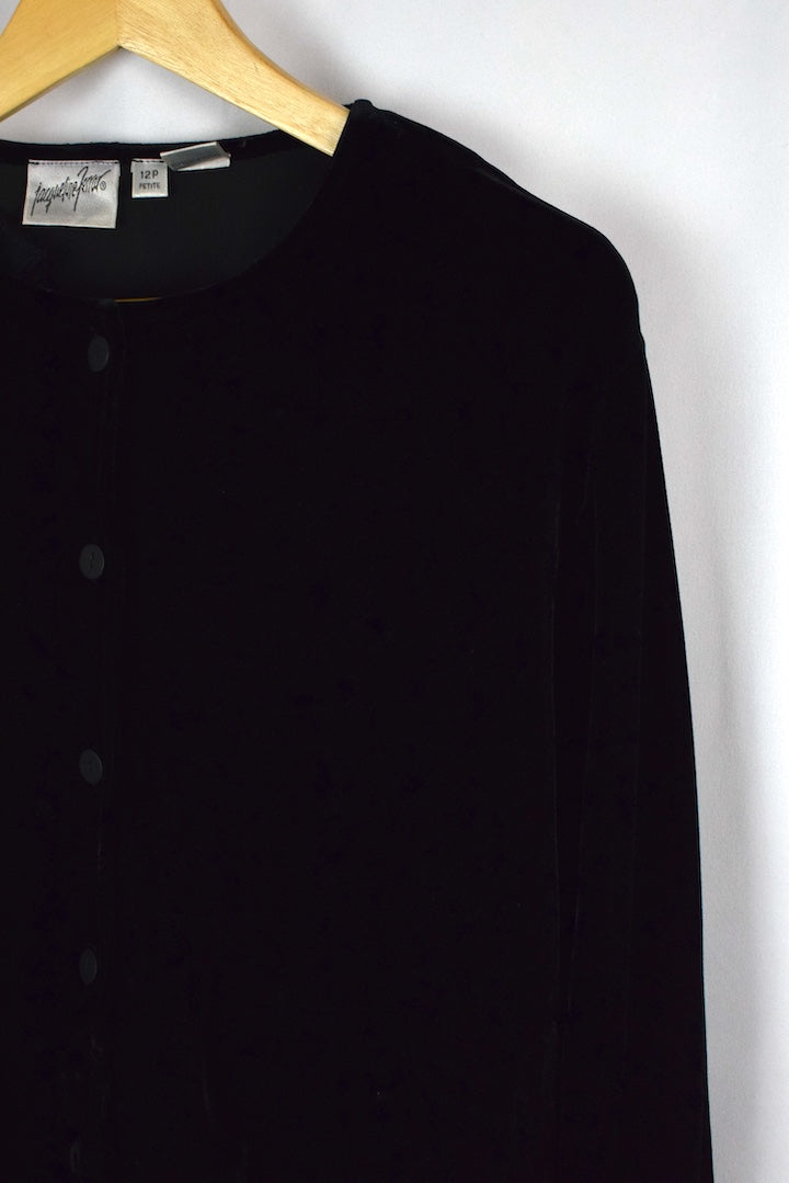 Black Cropped Velvet Top