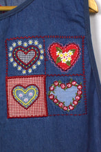 Load image into Gallery viewer, Reworked Lovehearts Denim Baby Doll Top
