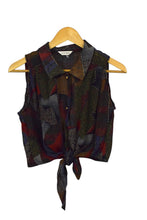 Load image into Gallery viewer, Reworked Abstract Print Tie Up Top