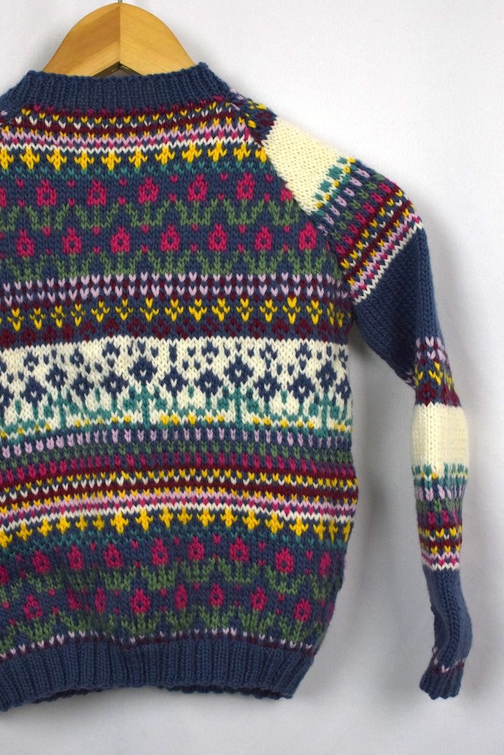 Hand-Knitted Children's Floral Cardigan