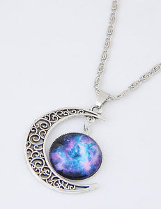 Crescent Moon Galaxy Necklace
