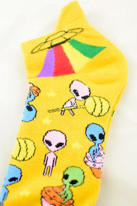 NEW Aliens UFO Anklet Socks