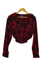 Load image into Gallery viewer, Reworked Cropped Checkered Flannel Shirt
