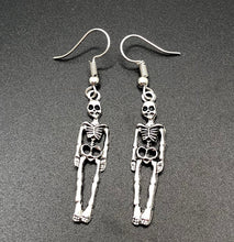 Load image into Gallery viewer, Silver Skeleton Earrings
