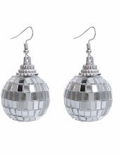 Load image into Gallery viewer, Large Silver Disco Ball Earrings

