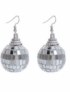 Large Silver Disco Ball Earrings