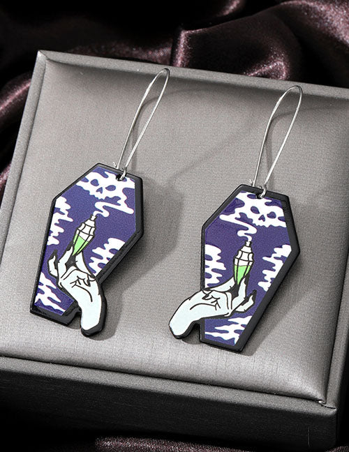 Gothic Potion & Smoke Coffin Earrings