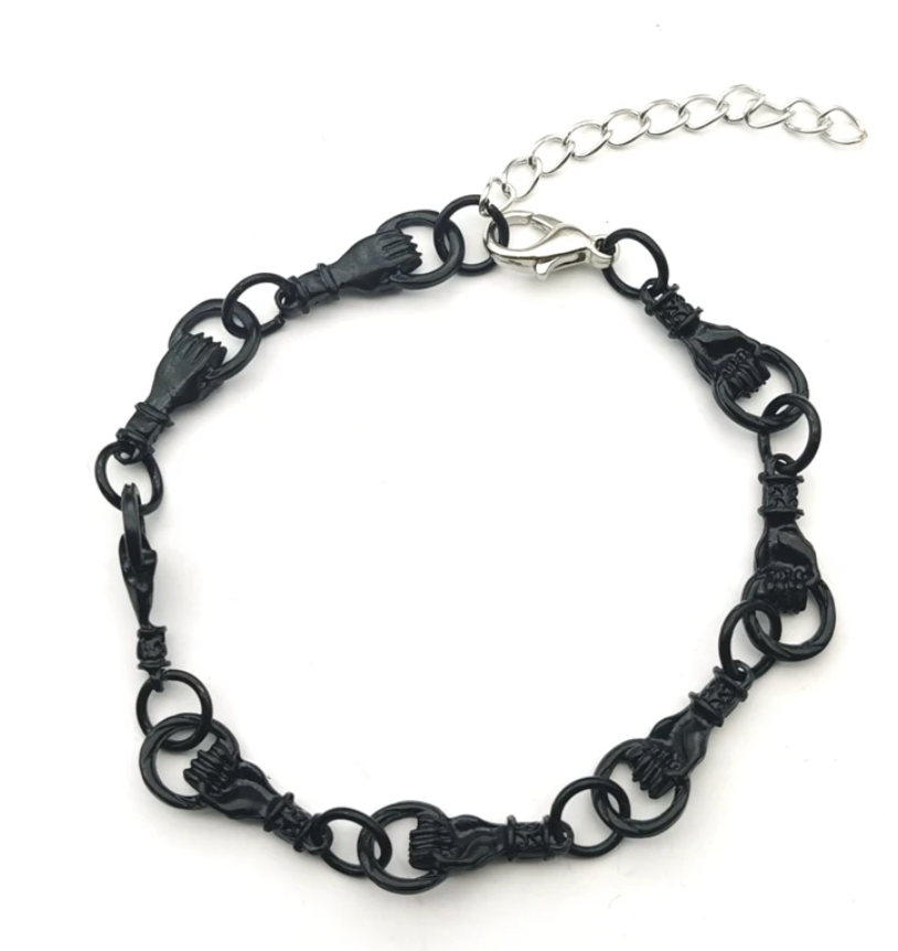 Black Hand Gripping Ring Bracelet