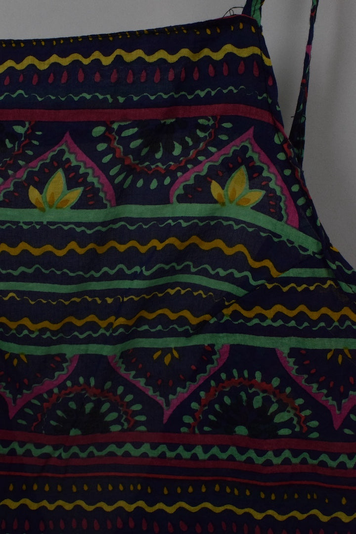 Reworked Colourful Abstract Tie Up Top