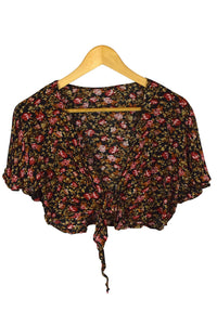 Reworked Floral Print Tie-Up Top