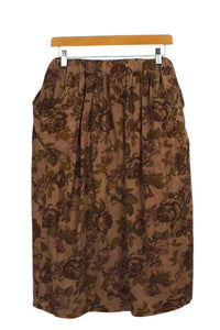 Rose Print Corduroy Skirt