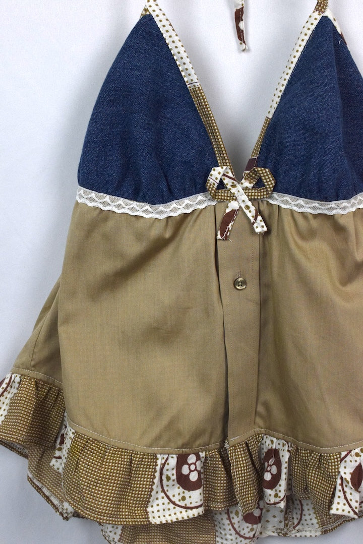 Reworked Halterneck Babydoll Top