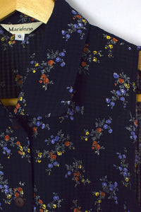 Navy Floral Print Tie Up Top
