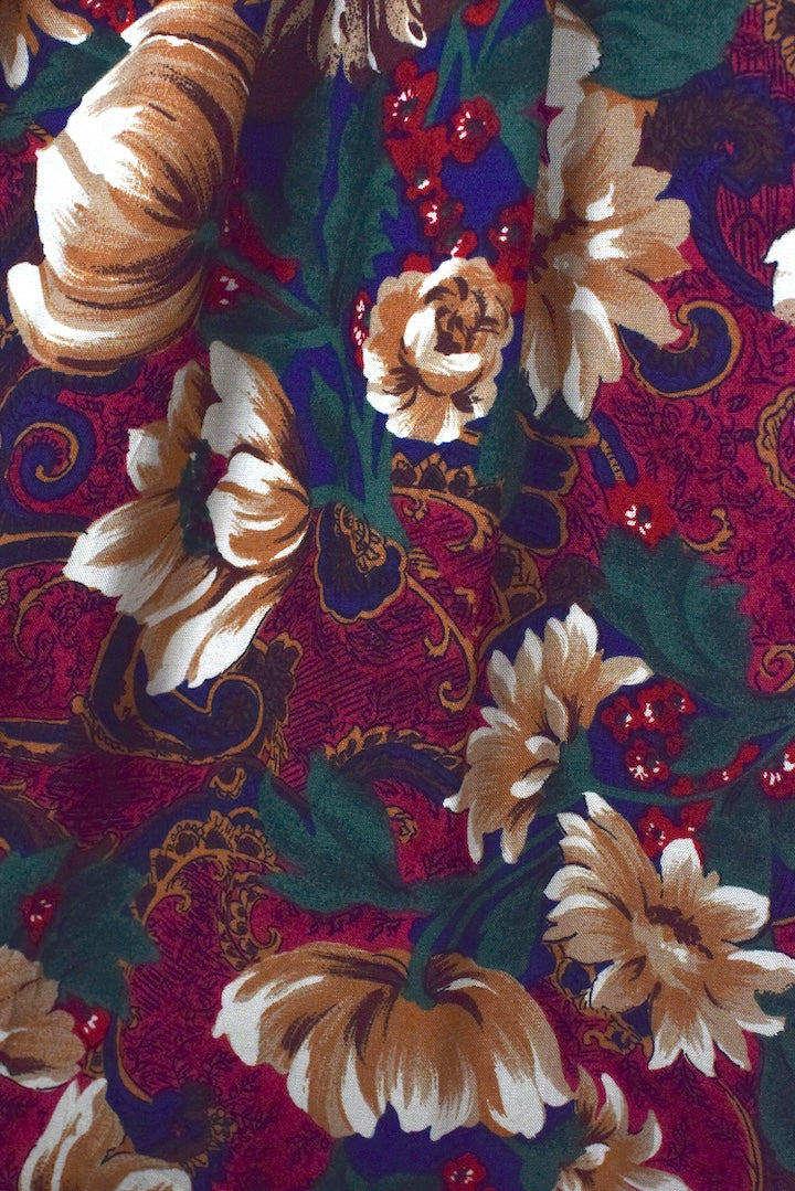 80s/90s Paisley Floral Print Skirt