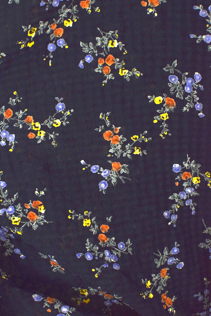Navy Floral Print Tie Up Top