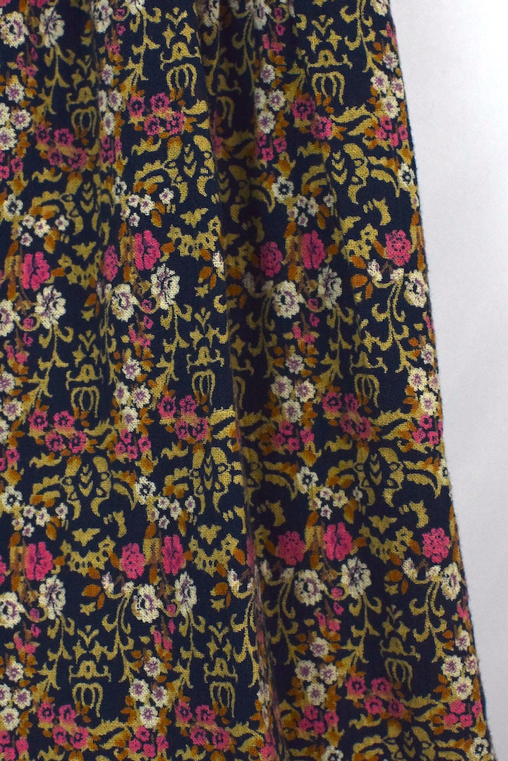 Reworked Navy Floral Print Skirt
